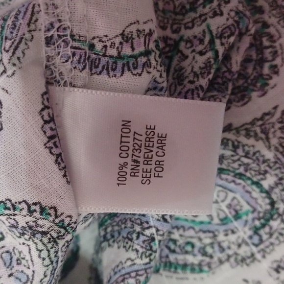 Croft&Barrow Paisley 3/4 Sleeve Button Down Top - Picture 8 of 14